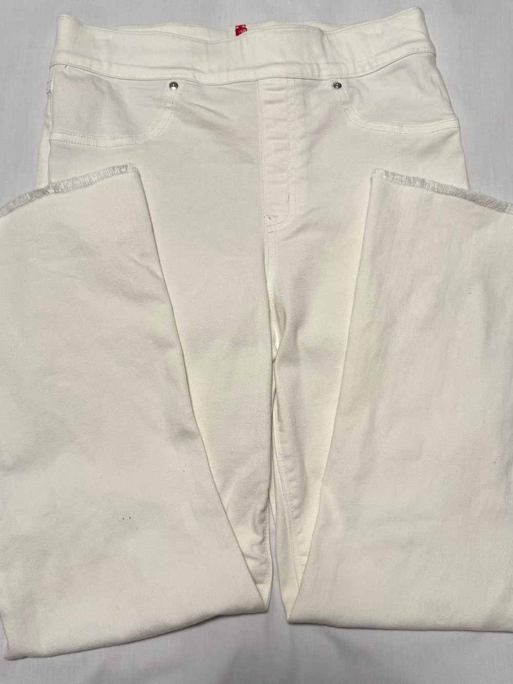 Spanx Womens S White Cropped Kick Flare Pull On Denim Jeans 20232R